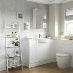 Signature Bergen 2-Door Mirrored Bathroom Cabinet 600mm Wide - White Gloss -HEATANDPLUMB Sales signature bergen 2 door bathroom cabinet sign2803