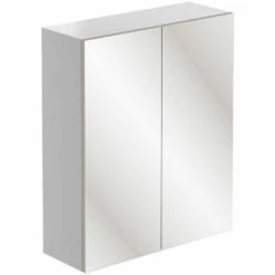 Signature Bergen 2-Door Mirrored Bathroom Cabinet 600mm Wide - White Gloss -HEATANDPLUMB Sales signature bergen bathroom cabinet dift1578