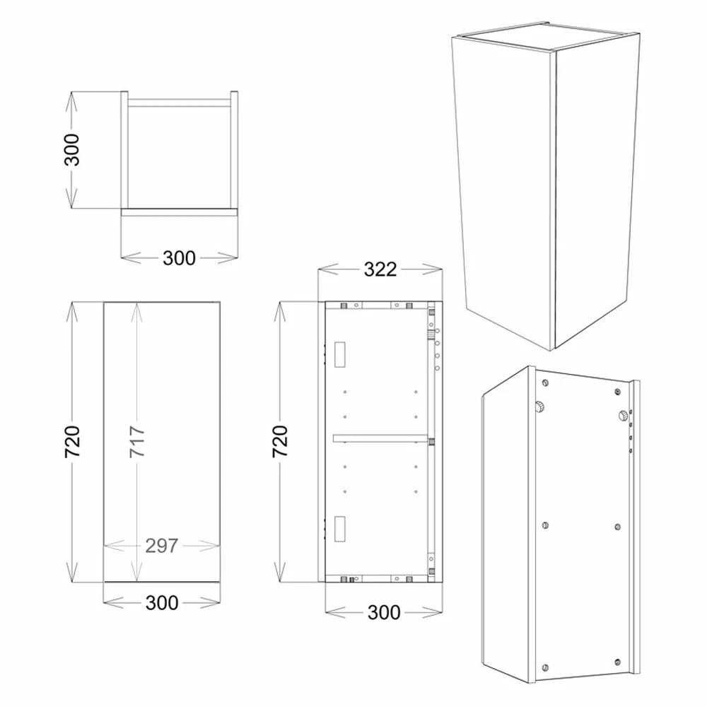 Signature Bergen Floor Standing 1-Door Base Unit 300mm Wide - White Gloss 5 Signature Bergen Floor Standing 1-Door Base Unit 300mm Wide - White Gloss - Image 3