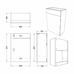 Signature Bergen Back To Wall WC Toilet Unit 600mm Wide - Pearl Grey Gloss