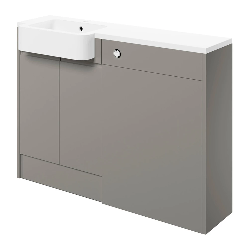 Signature Bergen LH Combination Unit With Basin 1242mm Wide - Pearl Grey Gloss 4 Signature Bergen LH Combination Unit With Basin 1242mm Wide - Pearl Grey Gloss - Image 2