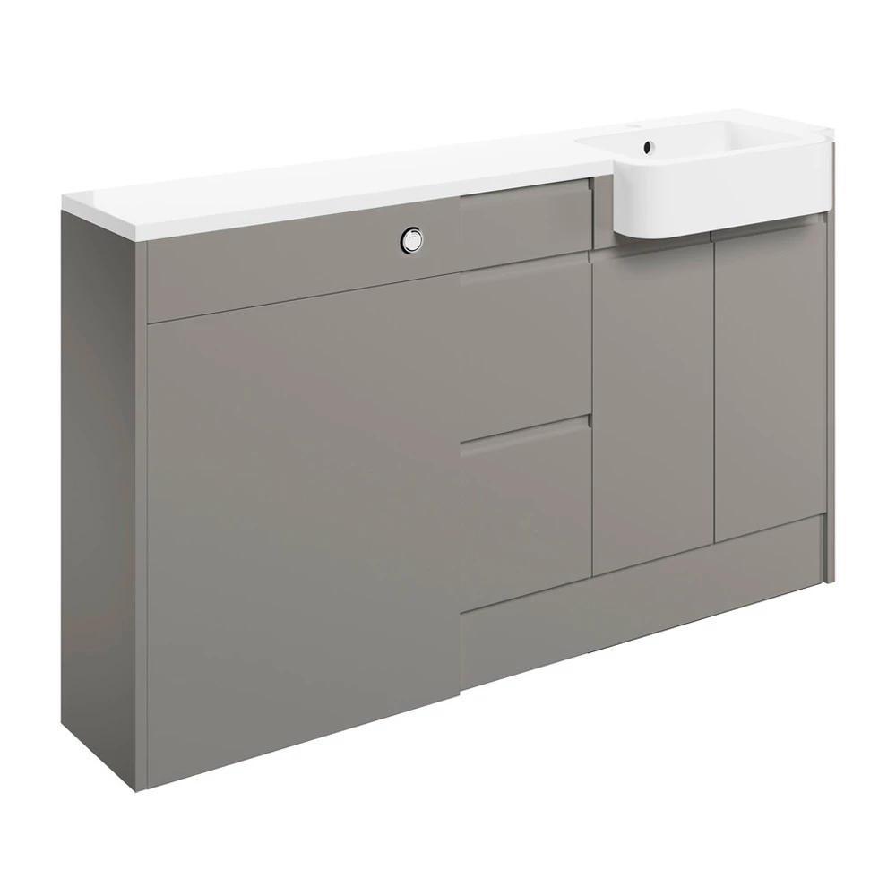 Signature Bergen RH 3-Drawer Combination Unit With Basin 1542mm Wide - Pearl Grey Gloss 4 Signature Bergen RH 3-Drawer Combination Unit With Basin 1542mm Wide - Pearl Grey Gloss - Image 2