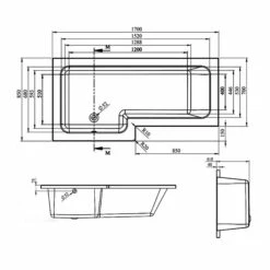 Signature Breeze L-Shaped Shower Bath With Front Panel And Screen 1700mm X 700mm/850mm - Left Handed