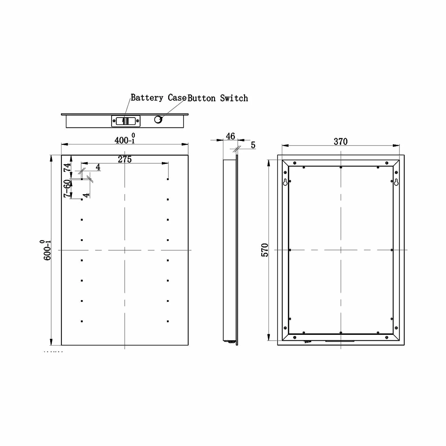 Signature Chloe Battery Operated LED Bathroom Mirror 600mm H X 400mm W 4 Signature Chloe Battery Operated LED Bathroom Mirror 600mm H X 400mm W - Image 2