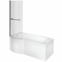 Signature Coast Supercast P-Shaped Shower Bath With Front Panel And Screen 1700mm X 700mm/850mm - Left Handed -HEATANDPLUMB Sales signature coast p shape shower bath sign105611