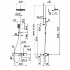 Vema Thermostatic Complete Mixer Shower With Integrated Shelf - Black 6 Vema Thermostatic Complete Mixer Shower With Integrated Shelf - Black -HEATANDPLUMB Sales signature complete mixer shower dicm0460