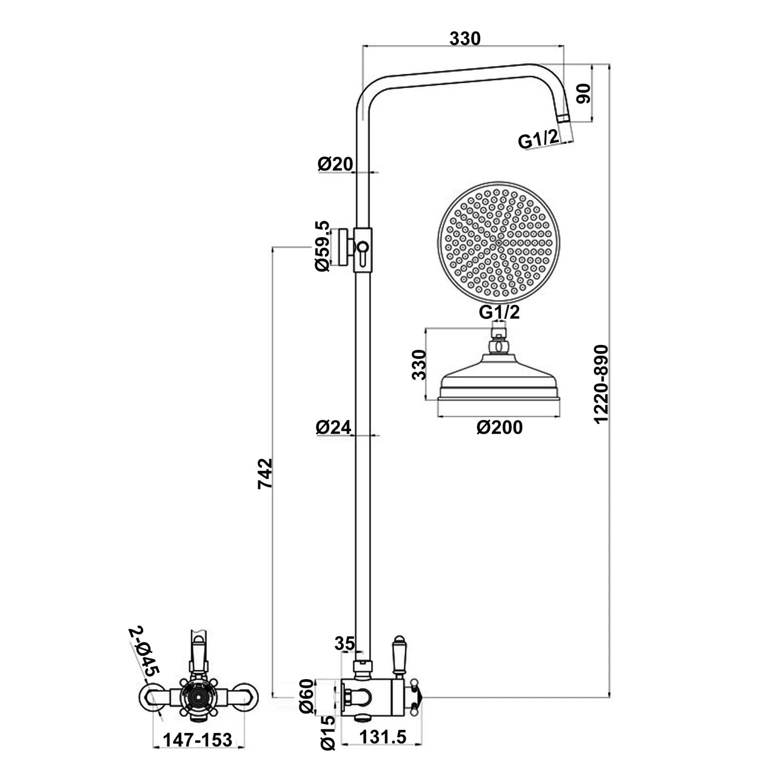 Signature Eternal Traditional Concentric Single Outlet Exposed Mixer Shower With Fixed Head - Chrome 4 Signature Eternal Traditional Concentric Single Outlet Exposed Mixer Shower With Fixed Head - Chrome - Image 2