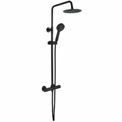 Signature Round Cool-Touch Thermostatic Bar Mixer Shower With Shower Kit And Fixed Head - Matt Black