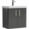 Signature Curva Classic Wall Hung Vanity Unit With Chrome Handles - 600mm Wide - Dark Grey -HEATANDPLUMB Sales signature curva vanity unit cvach60lg2