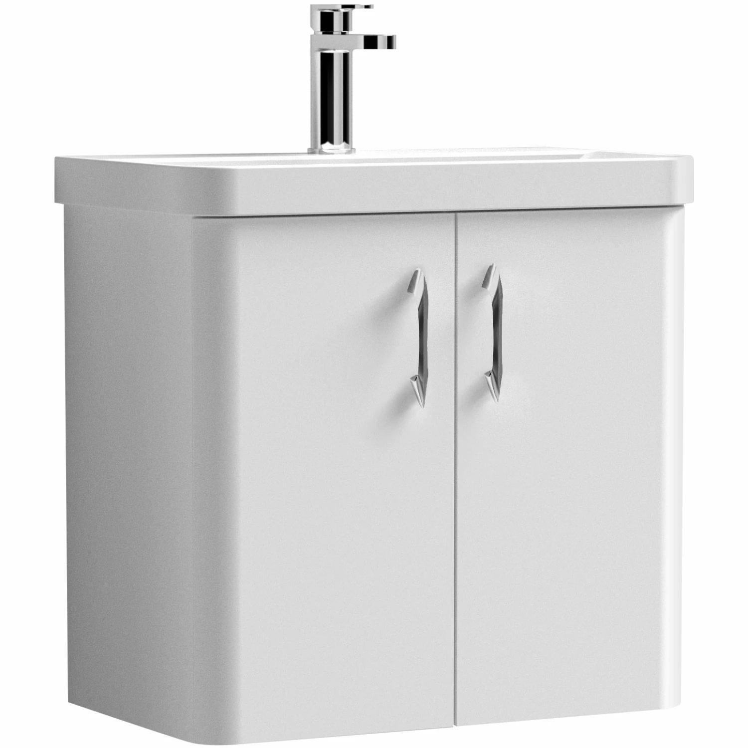 Signature Curva Arc Wall Hung Vanity Unit With Chrome Handles - 600mm Wide - Gloss White 9 Signature Curva Arc Wall Hung Vanity Unit With Chrome Handles - 600mm Wide - Gloss White - Image 7