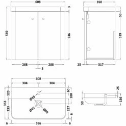 Signature Curva Deluxe Wall Hung Vanity Unit With Brass Handles - 600mm Wide - Dark Grey 18 Signature Curva Deluxe Wall Hung Vanity Unit With Brass Handles - 600mm Wide - Dark Grey -HEATANDPLUMB Sales signature curva vanity unit cvpbl60dg2