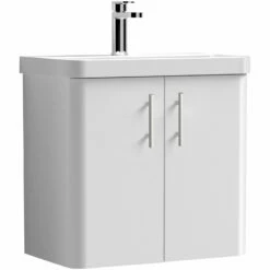 Signature Curva Classic Wall Hung Vanity Unit With Chrome Handles - 600mm Wide - Gloss White 13 Signature Curva Classic Wall Hung Vanity Unit With Chrome Handles - 600mm Wide - Gloss White -HEATANDPLUMB Sales signature curva vanity unit cvpch60lg2