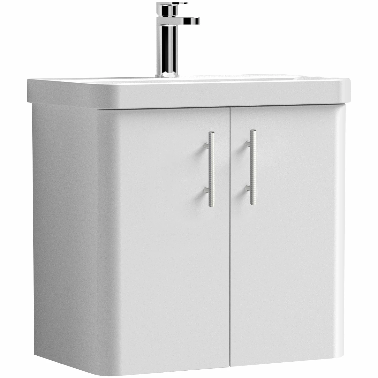Signature Curva Classic Wall Hung Vanity Unit With Chrome Handles - 600mm Wide - Gloss White 7 Signature Curva Classic Wall Hung Vanity Unit With Chrome Handles - 600mm Wide - Gloss White - Image 5