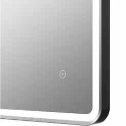 Signature Daisy Front-Lit LED Bathroom Mirror With Demister Pad 800mm H X 600mm W - Matt Black -HEATANDPLUMB Sales signature daisy bathroom mirror sign106270 1