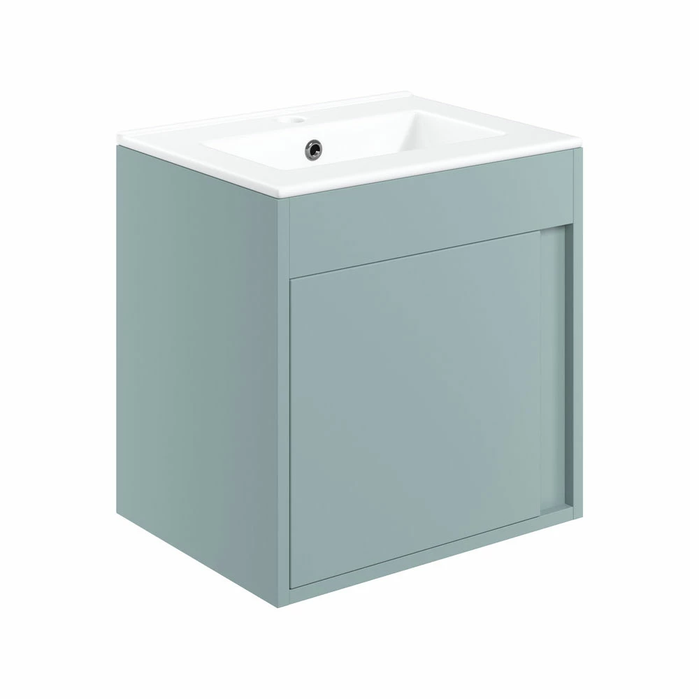 Signature Helsinki Wall Hung 1-Door Vanity Unit With Basin 510mm Wide - Matt Sea Green 4 Signature Helsinki Wall Hung 1-Door Vanity Unit With Basin 510mm Wide - Matt Sea Green - Image 2