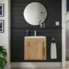 Signature Helsinki Wall Hung 1-Door Vanity Unit With Basin 510mm Wide - Seville Oak