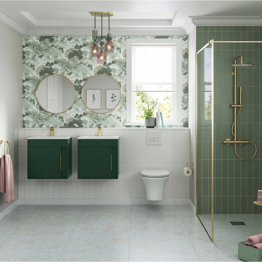 Signature Helsinki Wall Hung 1-Door Vanity Unit With Basin 510mm Wide - Matt Conifer Green 5 Signature Helsinki Wall Hung 1-Door Vanity Unit With Basin 510mm Wide - Matt Conifer Green - Image 3