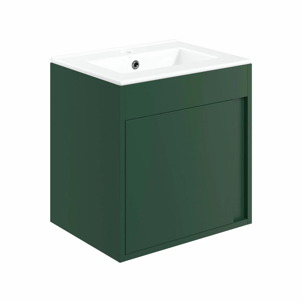 Signature Helsinki Wall Hung 1-Door Vanity Unit With Basin 510mm Wide - Matt Conifer Green 7 Signature Helsinki Wall Hung 1-Door Vanity Unit With Basin 510mm Wide - Matt Conifer Green - Image 5
