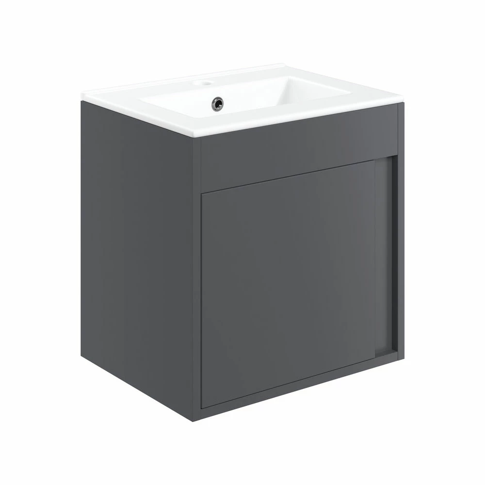 Signature Helsinki Wall Hung 1-Door Vanity Unit With Basin 510mm Wide - Matt Graphite Grey 3 Signature Helsinki Wall Hung 1-Door Vanity Unit With Basin 510mm Wide - Matt Graphite Grey