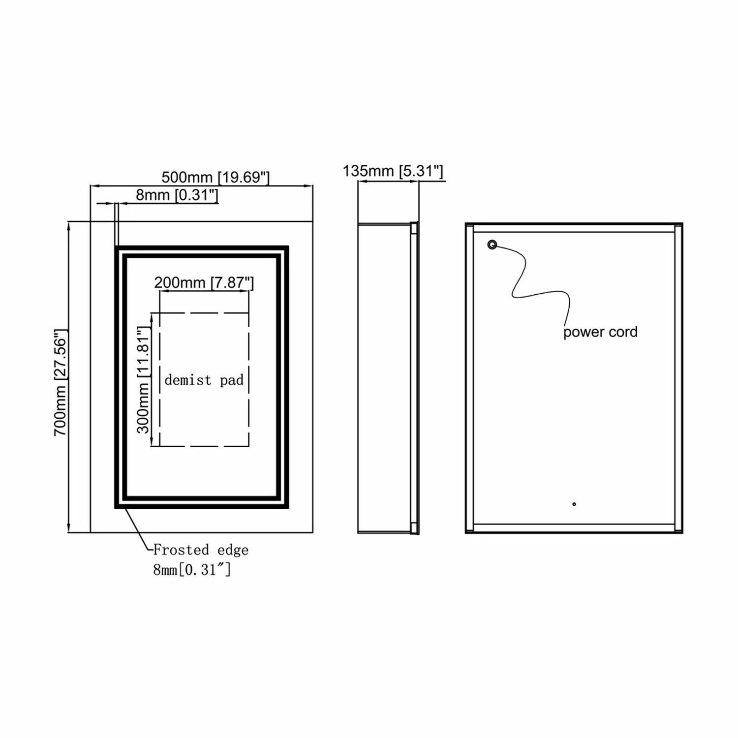 Signature Finley 1-Door LED Mirrored Bathroom Cabinet With Demister Pad 700mm H X 500mm W 5 Signature Finley 1-Door LED Mirrored Bathroom Cabinet With Demister Pad 700mm H X 500mm W - Image 3