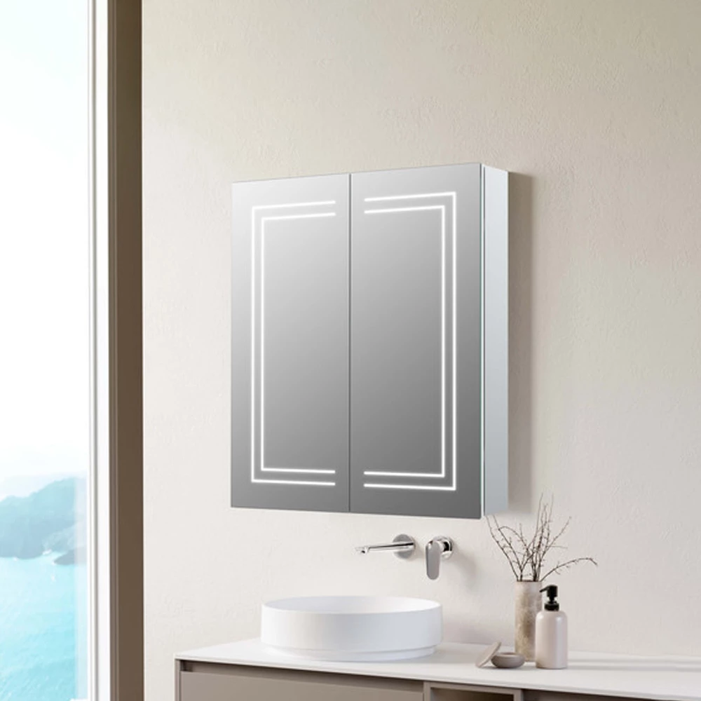 Signature Finley 2-Door LED Mirrored Bathroom Cabinet With Demister Pad 700mm H X 600mm W 4 Signature Finley 2-Door LED Mirrored Bathroom Cabinet With Demister Pad 700mm H X 600mm W - Image 2