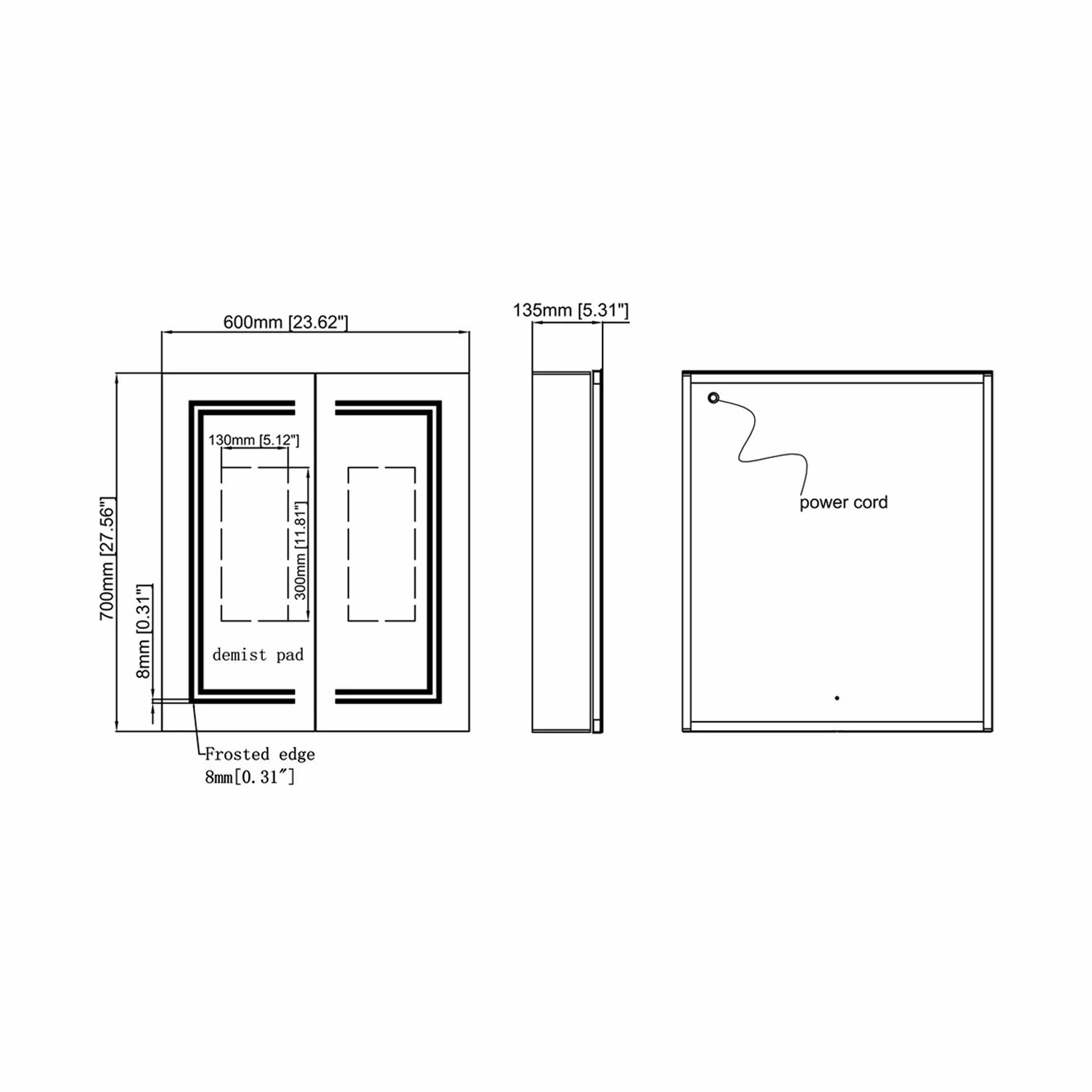 Signature Finley 2-Door LED Mirrored Bathroom Cabinet With Demister Pad 700mm H X 600mm W 5 Signature Finley 2-Door LED Mirrored Bathroom Cabinet With Demister Pad 700mm H X 600mm W - Image 3