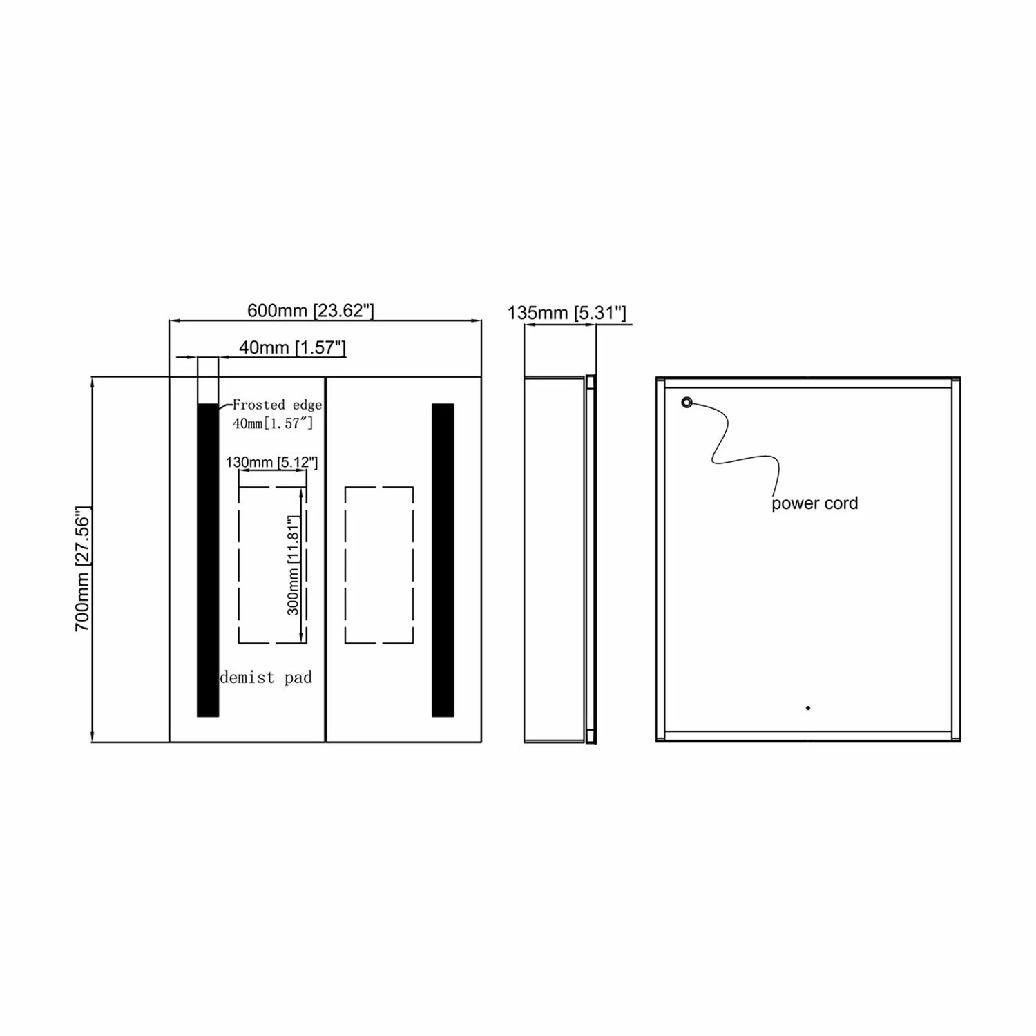 Signature Freya 2-Door LED Mirrored Bathroom Cabinet With Demister Pad 700mm H X 600mm W 7 Signature Freya 2-Door LED Mirrored Bathroom Cabinet With Demister Pad 700mm H X 600mm W - Image 5