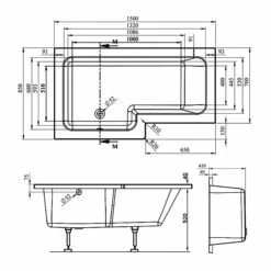 Signature Hermes L-Shaped Shower Bath With Front Panel And Screen 1500mm X 700mm/850mm Left Handed -HEATANDPLUMB Sales signature hermes bath sign105602 1