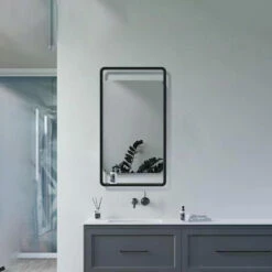 Signature Isla Rectangular Bathroom Mirror With Shelf 900mm H X 500mm W -HEATANDPLUMB Sales signature isla bathroom mirror dims0100 2