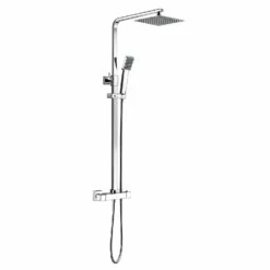 Signature Kube Square Thermostatic Bar Mixer Shower With Shower Kit + Fixed Head - Chrome