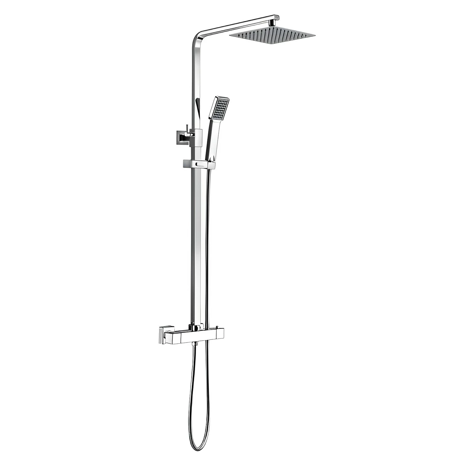 Signature Kube Square Thermostatic Bar Mixer Shower With Shower Kit + Fixed Head - Chrome 3 Signature Kube Square Thermostatic Bar Mixer Shower With Shower Kit + Fixed Head - Chrome