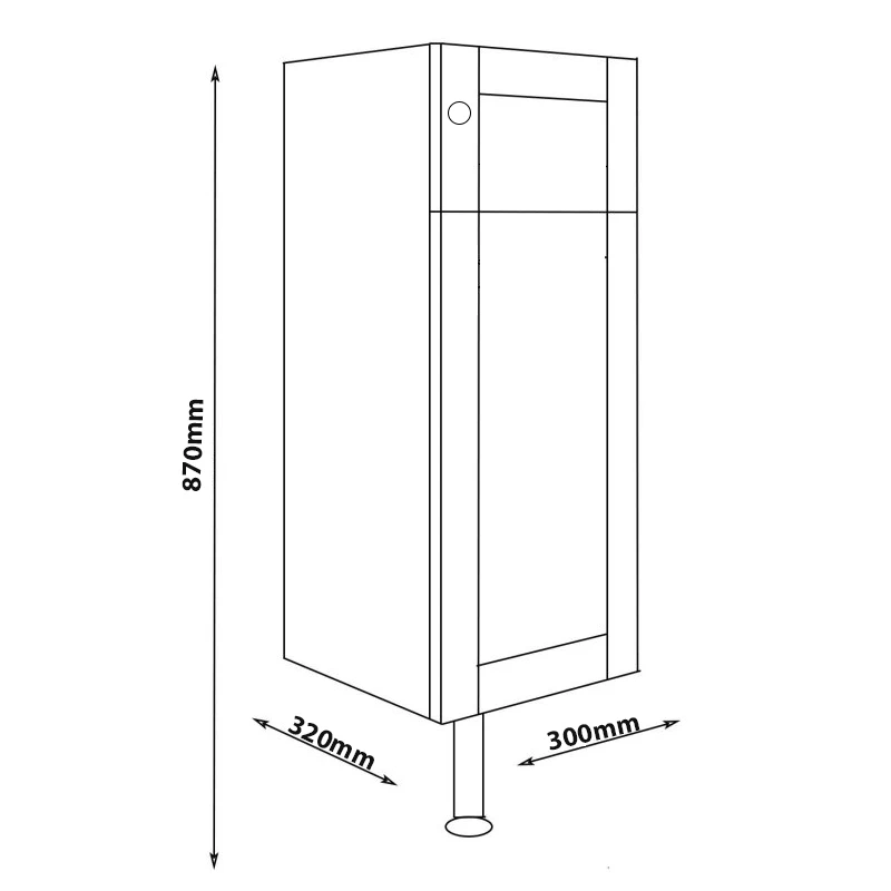 Signature Malmo Floor Standing 1-Door Base Unit 300mm Wide - Indigo Ash 4 Signature Malmo Floor Standing 1-Door Base Unit 300mm Wide - Indigo Ash - Image 2