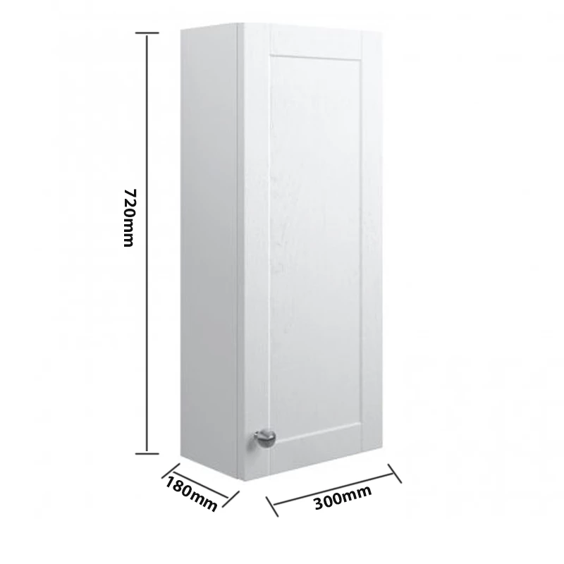 Signature Malmo Wall Hung 1-Door Storage Unit 300mm Wide - Satin White Ash 3 Signature Malmo Wall Hung 1-Door Storage Unit 300mm Wide - Satin White Ash