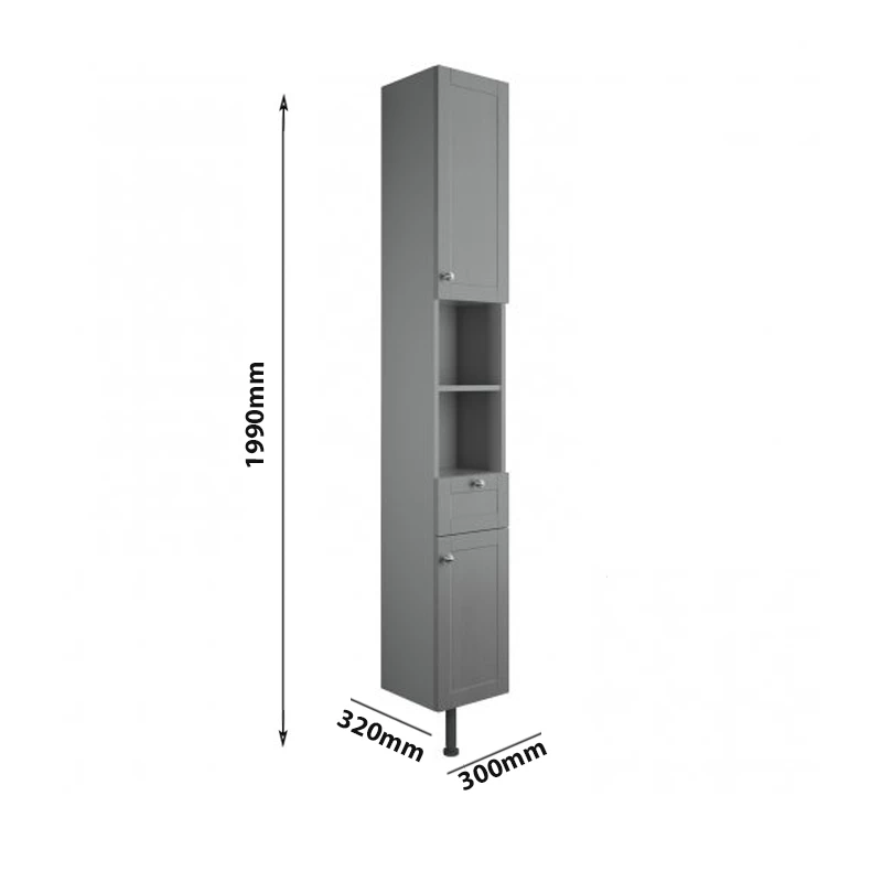 Signature Malmo Floor Standing 2-Door Tall Unit 300mm Wide - Grey Ash 5 Signature Malmo Floor Standing 2-Door Tall Unit 300mm Wide - Grey Ash - Image 3