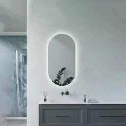 Signature Matilda Oblong Back-Lit LED Bathroom Mirror With Demister Pad 800mm H X 400mm W -HEATANDPLUMB Sales signature matilda bathroom mirror dims0092 2