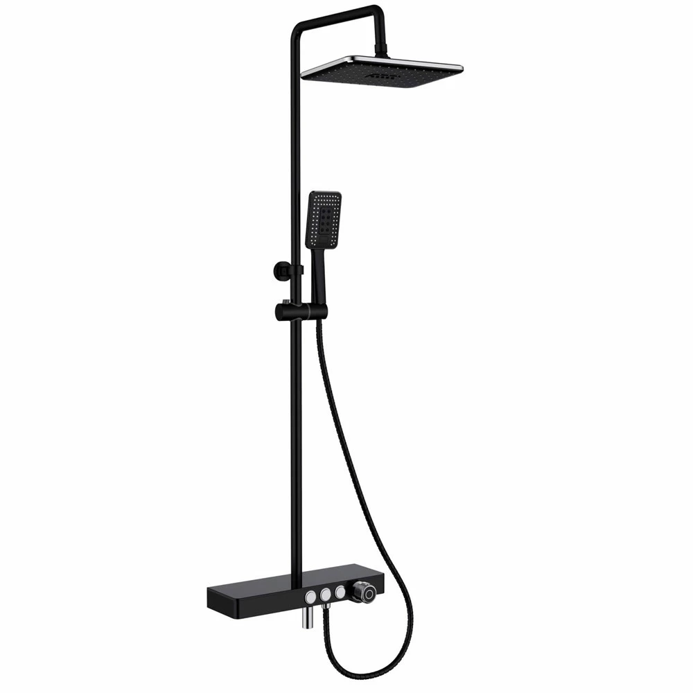 Vema Thermostatic Complete Mixer Shower With Integrated Shelf - Black 3 Vema Thermostatic Complete Mixer Shower With Integrated Shelf - Black