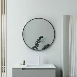 Signature Olivia Round Bathroom Mirror 500mm Diameter - Matt Black -HEATANDPLUMB Sales signature olivia bathroom mirror dimr0034 2 1