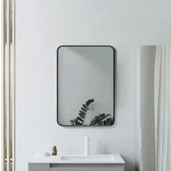 Signature Olivia Rectangular Bathroom Mirror 800mm H X 600mm W - Matt Black -HEATANDPLUMB Sales signature olivia bathroom mirror dims0102 2