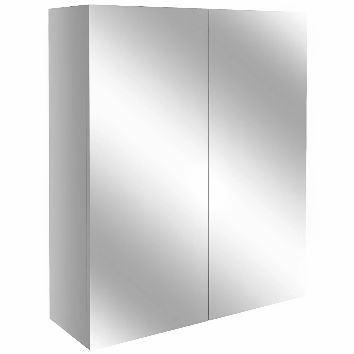 Signature Oslo 2-Door Mirrored Bathroom Cabinet 600mm Wide - Light Grey Gloss 4 Signature Oslo 2-Door Mirrored Bathroom Cabinet 600mm Wide - Light Grey Gloss - Image 2