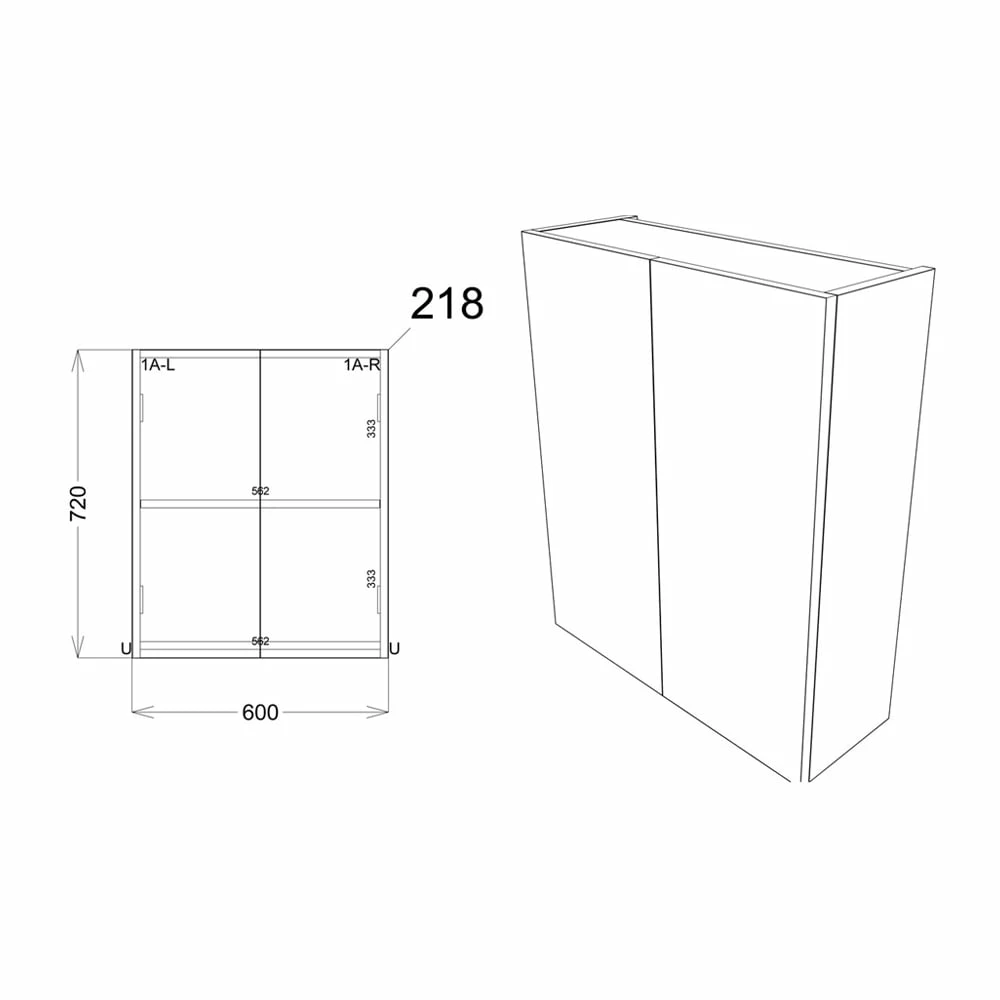 Signature Oslo 2-Door Mirrored Bathroom Cabinet 600mm Wide - Matt Graphite Grey 4 Signature Oslo 2-Door Mirrored Bathroom Cabinet 600mm Wide - Matt Graphite Grey - Image 2