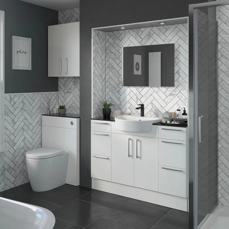 Signature Oslo Slim Back To Wall WC Toilet Unit 500mm Wide - White Gloss 4 Signature Oslo Slim Back To Wall WC Toilet Unit 500mm Wide - White Gloss - Image 2