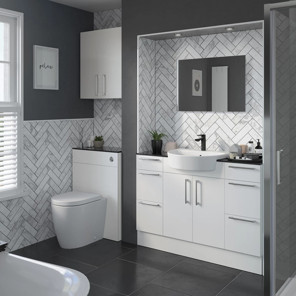 Signature Oslo Slim Back To Wall WC Toilet Unit 600mm Wide - White Gloss 7 Signature Oslo Slim Back To Wall WC Toilet Unit 600mm Wide - White Gloss - Image 5