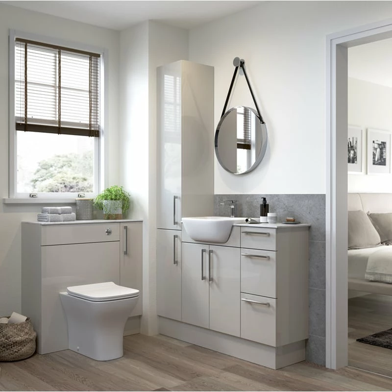 Signature Oslo Slim Back To Wall WC Toilet Unit 500mm Wide - Light Grey Gloss 6 Signature Oslo Slim Back To Wall WC Toilet Unit 500mm Wide - Light Grey Gloss - Image 4