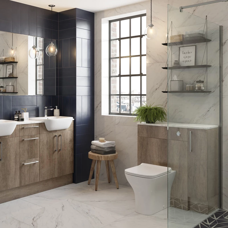 Signature Oslo Back To Wall WC Toilet Unit 500mm Wide - Nebraska Oak 3 Signature Oslo Back To Wall WC Toilet Unit 500mm Wide - Nebraska Oak