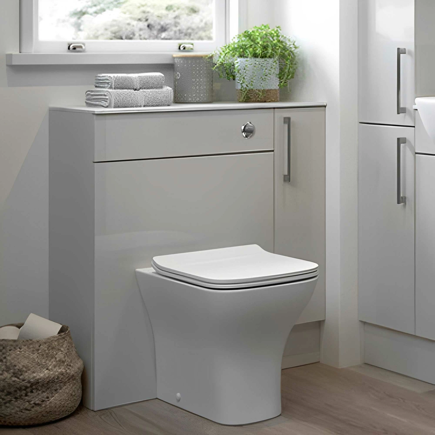 Signature Oslo Slim Back To Wall WC Toilet Unit 500mm Wide - Light Grey Gloss 4 Signature Oslo Slim Back To Wall WC Toilet Unit 500mm Wide - Light Grey Gloss - Image 2