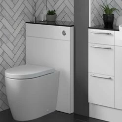 Signature Oslo Slim Back To Wall WC Toilet Unit 500mm Wide - White Gloss