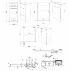 Signature Oslo RH 3-Drawer Combination Unit With Basin 1542mm Wide - Light Grey Gloss
