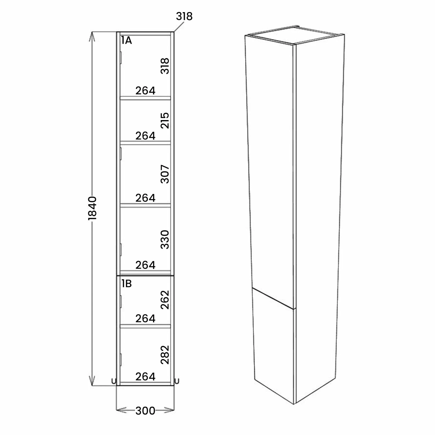 Signature Oslo Floor Standing 2-Door Tall Unit 300mm Wide - Nebraska Oak 3 Signature Oslo Floor Standing 2-Door Tall Unit 300mm Wide - Nebraska Oak