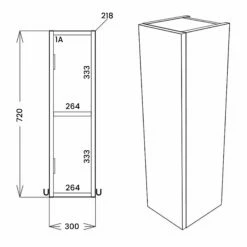 Signature Oslo Wall Hung 1-Door Storage Unit 300mm Wide - Light Grey Gloss