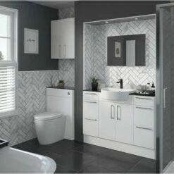 Signature Oslo Floor Standing 2-Door Slim Vanity Unit 500mm Wide - White Gloss -HEATANDPLUMB Sales signature oslo vanity unit dift1292 3 1